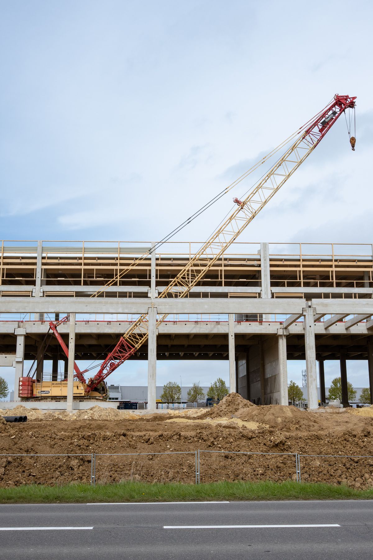Heavy lifting crane at an industrial construction site